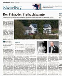 The Prince who knew Breibach - Newspaper article K&ouml;lner Stadt-Anzeiger 13th April 2021